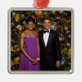 Jul på president Barack Obama och Michelle Julgransprydnad Metall