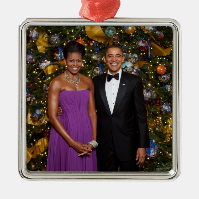 Jul på president Barack Obama och Michelle Julgransprydnad Metall (Framsidan)