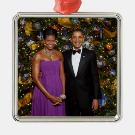 Jul på president Barack Obama och Michelle Julgransprydnad Metall