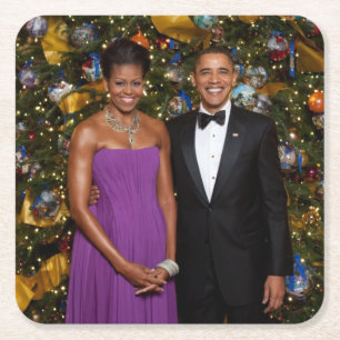 Jul på president Barack Obama och Michelle Underlägg Papper Kvadrat