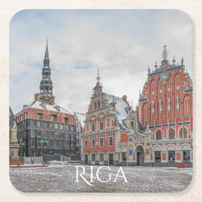 Jul på Riga Lettlands torg Papper Underlägg Kvadrat (Framsidan)