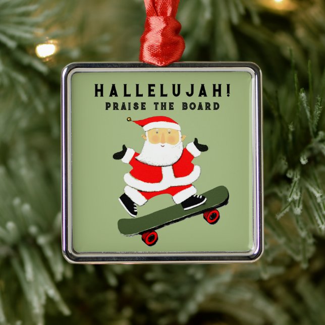 Jul på skateboard julgransprydnad metall (Träd)