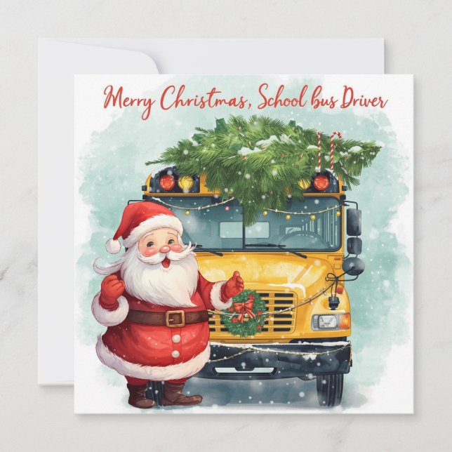 Jul på skolbuss för förare julkort (Framsida)
