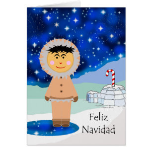 Jul på spanska, Feliz Navidad, Winter Eskimo Hälsningskort