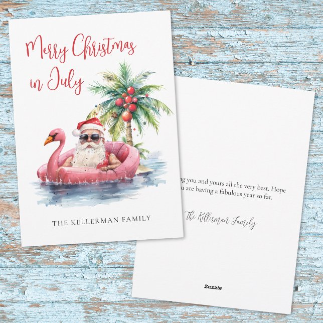 Jul på stranden i juli julkort (Beach Christmas In July Holiday Card)
