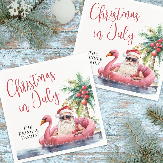 Jul på stranden i juli pappersservett (Beach Christmas In July Napkins)