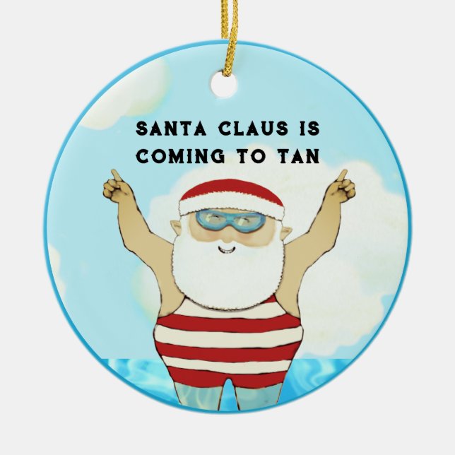 Jul på stranden julgransprydnad keramik (Framsidan)