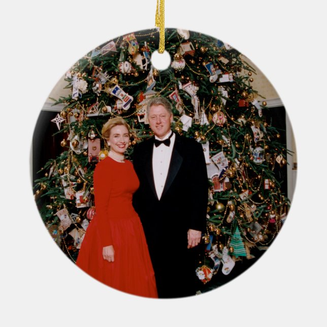 Jul på USA:s president Bill Clinton & Hillary Julgransprydnad Keramik (Baksidan)