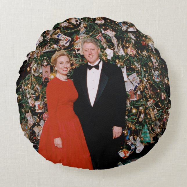 Jul på USA:s president Bill Clinton & Hillary Rund Kudde (Framsidan)