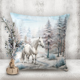 Jul på vinterscenen Snowwood Forest Horse Kudde