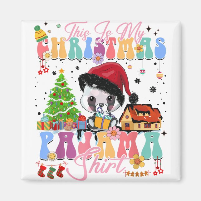Jul Pajama Cute Panda Gift X-mas Matching Fa Magnet (Framsidan)
