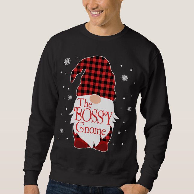 Jul Pajama-familjen Gift Bossy Gnome Buffalo P Lång Ärmad Tröja (Framsida)