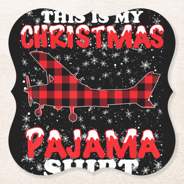 Jul Pajama Funny Aviation Airplan Gift Underlägg Papper (Framsida)