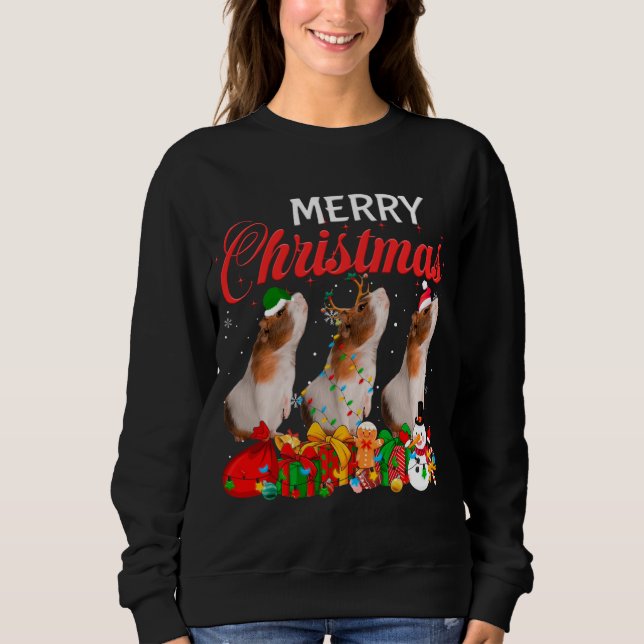 Jul Pajama Guinea gris Älskare Julafton Träd Ljus T Shirt (Framsida)
