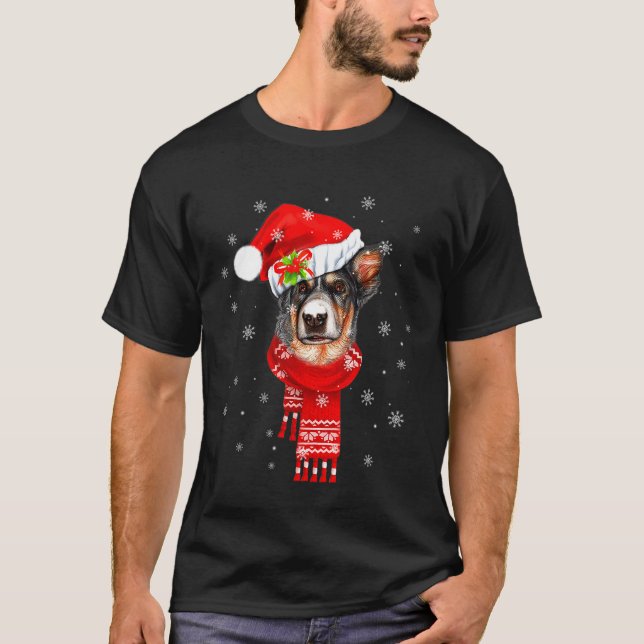 jul Pajama Heeler Costume Santa Hat T Shirt (Framsida)