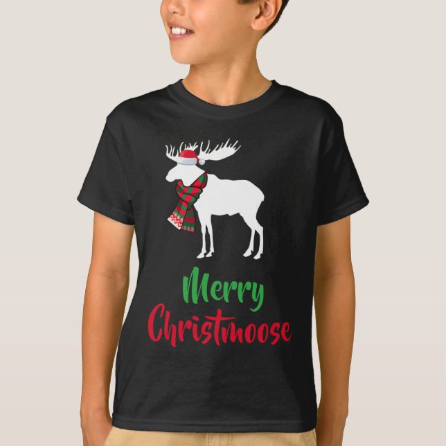 Jul Pajama - jultomten Santa Moose Santa Hat T Shirt (Framsida)