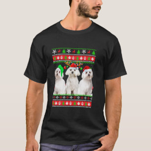 Jul Pajama Maltesiska Träd Julafton, uggla jul T Shirt