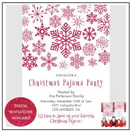 Jul Pajama Party Chic Illustration Snowflake Inbjudningar