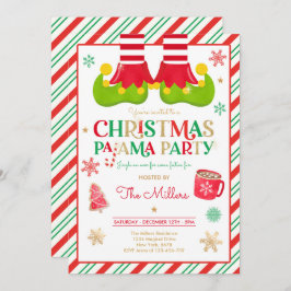 jul Pajama Party Elf Helgdag Pajama Party Inbjudningar