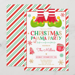 jul Pajama Party Elf Helgdag Pajama Party Inbjudningar