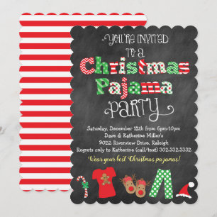 Jul Pajama Party-inbjudan till Chalkboard Inbjudningar