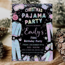 Jul pajama party pj party inbjudan ungar