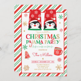 Jul Pajama Party Red Helgdag Pajama Party Inbjudningar