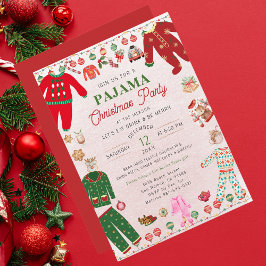 Jul Pajama Party Watercolor Modern Inbjudningar