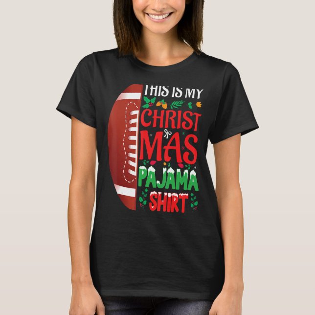 Jul Pajama Santa Hat USA American Football S T Shirt (Framsida)