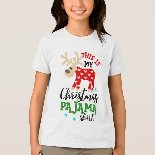 Jul Pajama Shirt Cute Reindeer Festive T (Framsida)