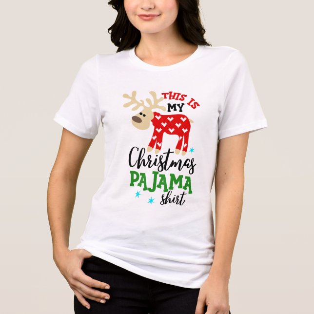 Jul Pajama Shirt Cute Reindeer Festive T (Framsida)