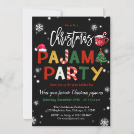 Jul Pajamas Party-Julfesten i Chalkboard Inbjudningar