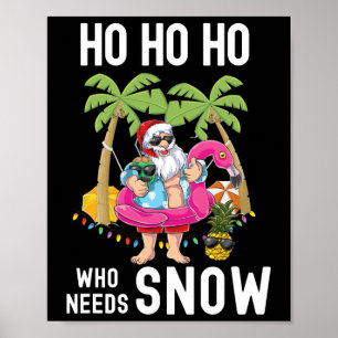 Jul Palmträd Tomte Surfing Sommar Strand Semester Poster