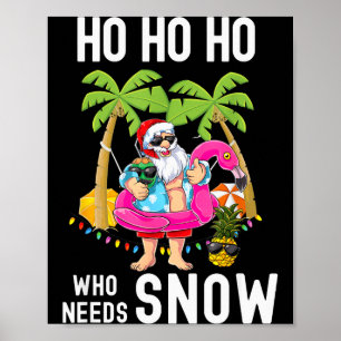 Jul Palmträd Tomte Surfing Sommar Strand Semester Poster