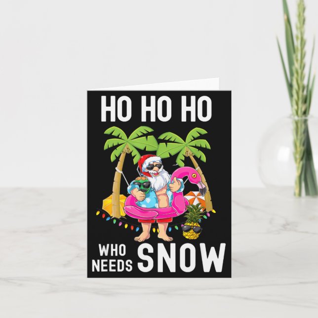 Jul Palmtree Santa Surfing Sommar Strand Semester Kort (Framsida)