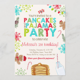 Jul Pancake och Pajamas födelsedagsinbjudan Inbjudningar