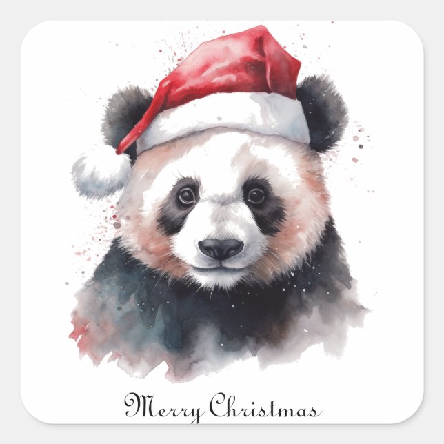 Jul Panda, anpassningsbar Fyrkantigt Klistermärke (Framsida)
