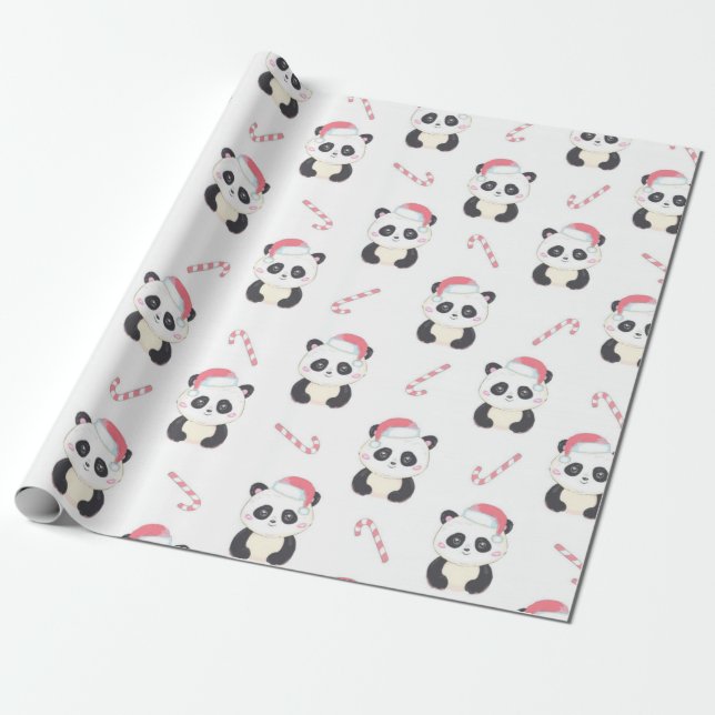 Jul Panda Mönster Presentpapper (Utrullad)