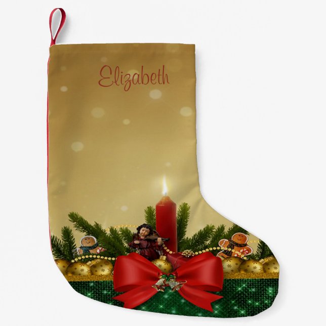 Jul-pansarerna Gräs Träd, Röda bladet, ljus, Bolla Liten Julstrumpa (Framsidan)