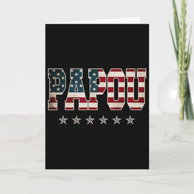 Jul Papou Fars Dag Amerikansk Flagga 4:e Juli  Kort (Framsida)