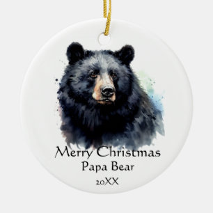 Jul Pappa Bear Animal Wildlife Dagen Julgransprydnad Keramik