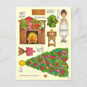 Jul 🤶 Papper Doll Vintage Leksak Vykort