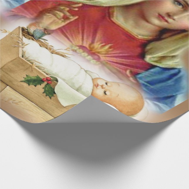 Jul: Pappra Mary Baby Jesus Presentpapper (Hörn)