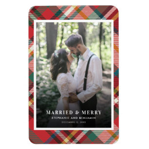 Jul Par Photo Married and Merry Helgdag Magnet