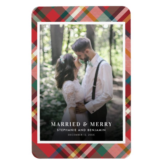 Jul Par Photo Married and Merry Helgdag Magnet (Vertikal)