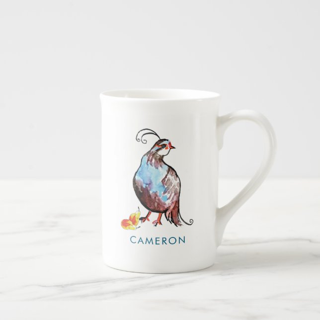 Jul Partridge Pear Cute Boho Blue Birds Benporslin Mugg (Höger)