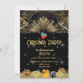 Jul Party Art Deco Guld Black Inbjudningar