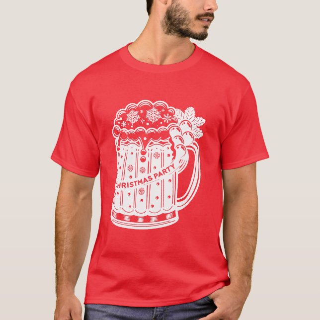 Jul Party Beer Mugg T Shirt (Framsida)