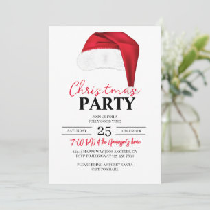 Jul Party Birthday Julafton Dinner Santa Hat Inbjudningar