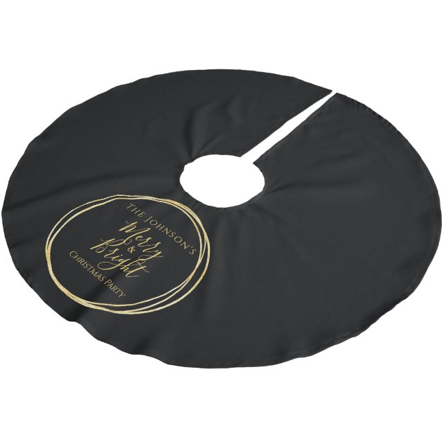Jul Party Black Guld Julgransmatta Borstad Polyester (Vinklad)